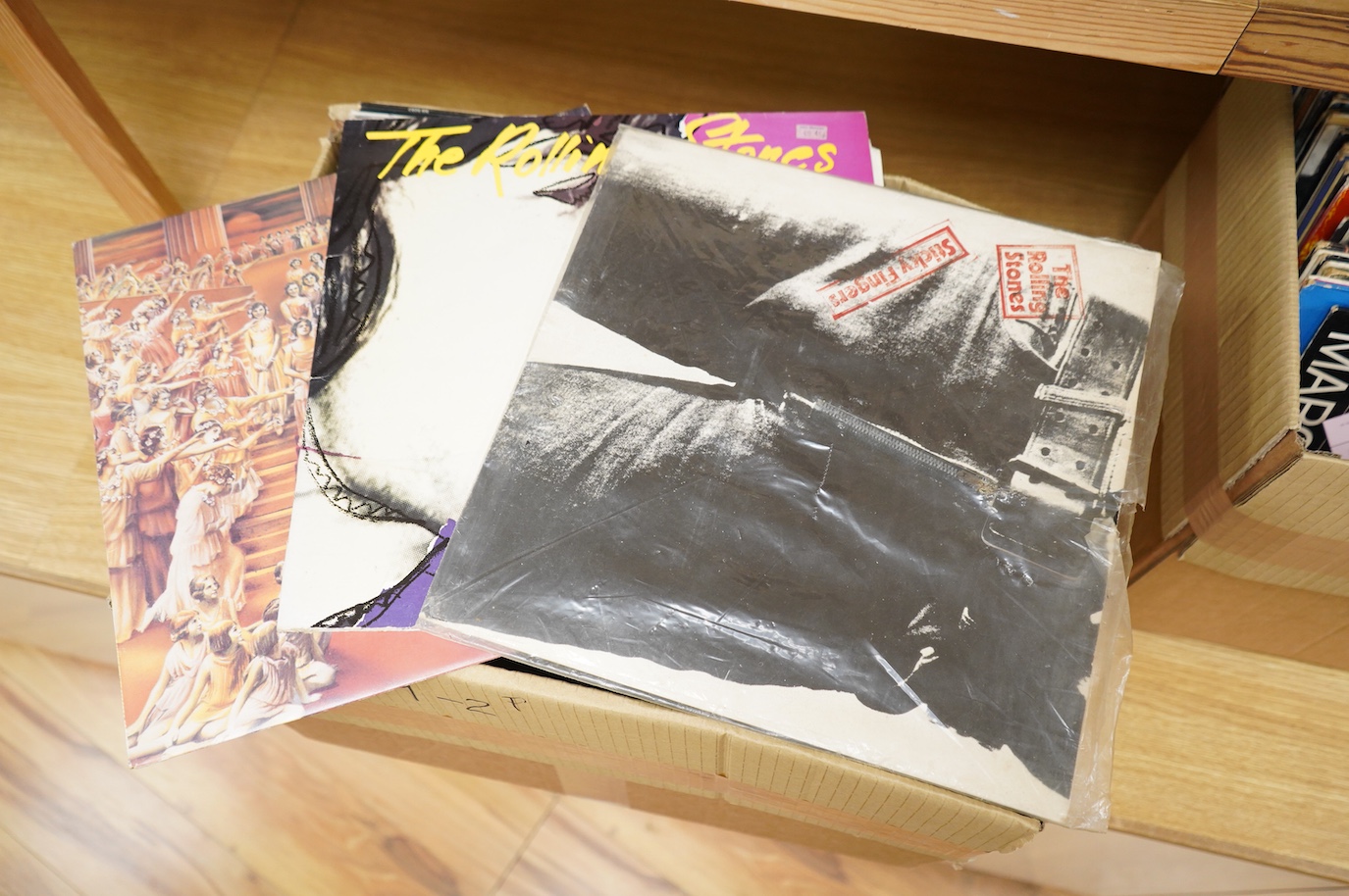 Fifty-four 1970s LP record albums, artists include; The Rolling Stones, the Butterfield blues band, The Who, the Jam, Alan Price, The Velvet Underground, Thin Lizzy, Creedence Clearwater Revival, Jethro Tull, Tracy Chapm